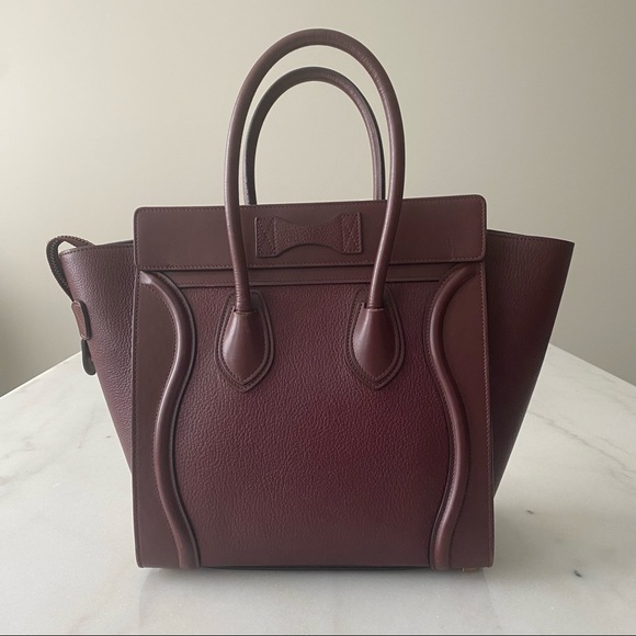 Celine Micro Luggage Handbag Calfskin Burgundy - Picture 2 of 15